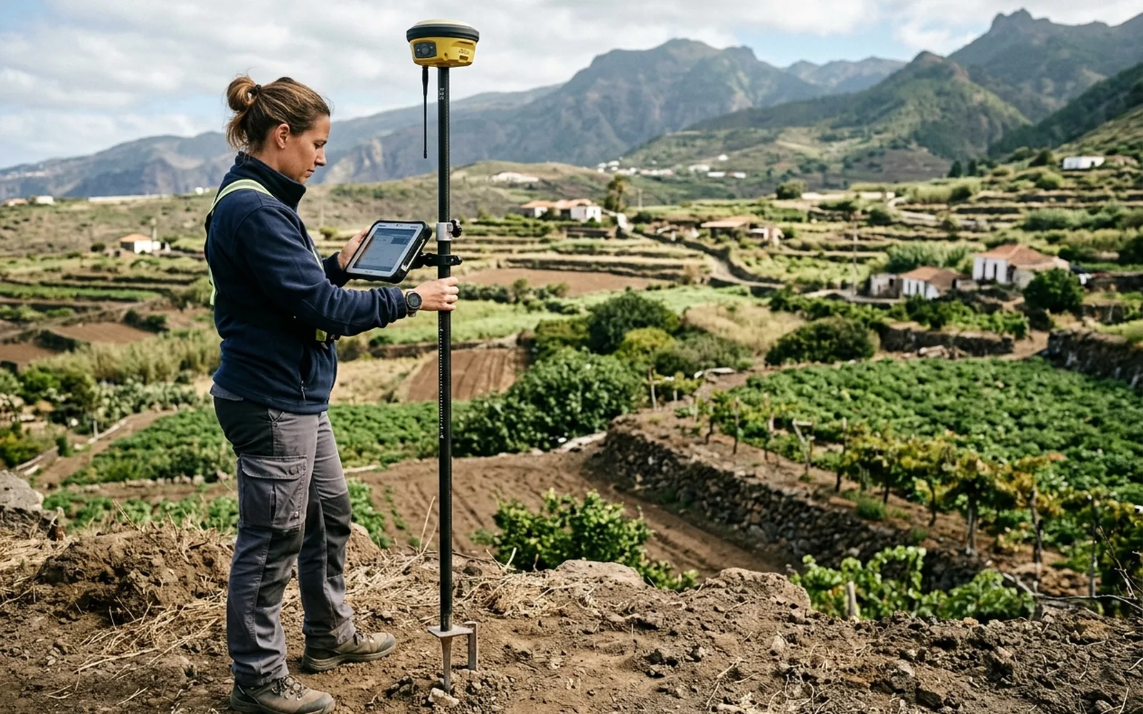 Georreferenciación de un vértice de finca con antena GNSS profesional