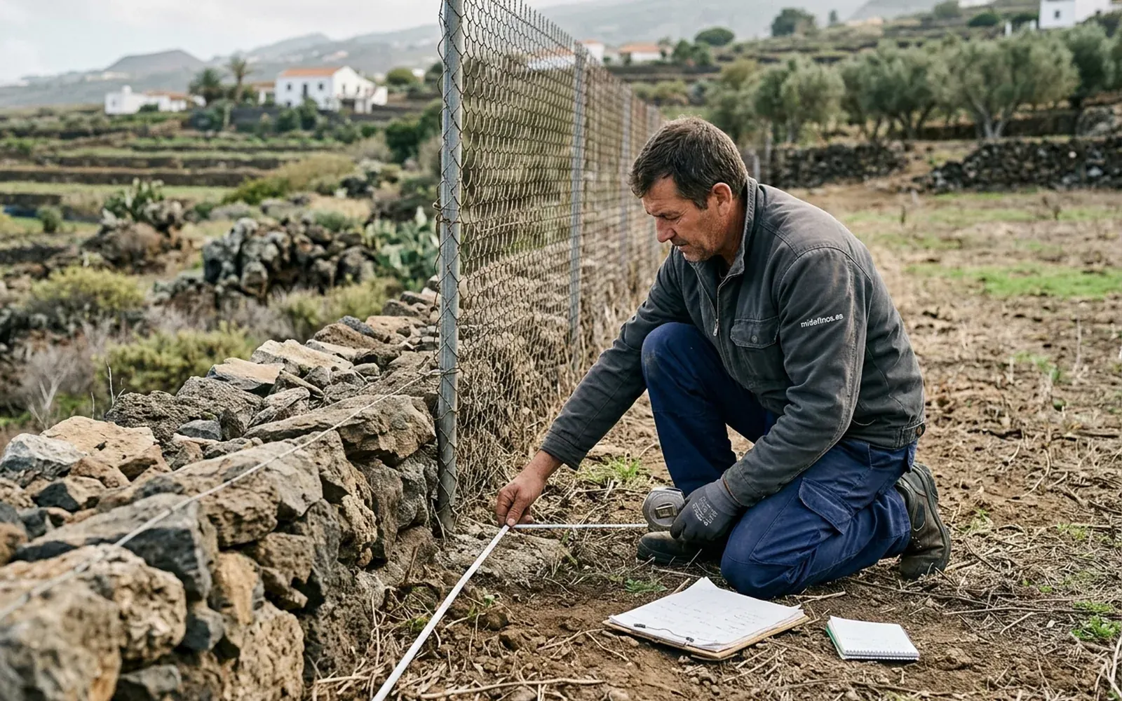 Comprobación técnica del límite físico de una finca