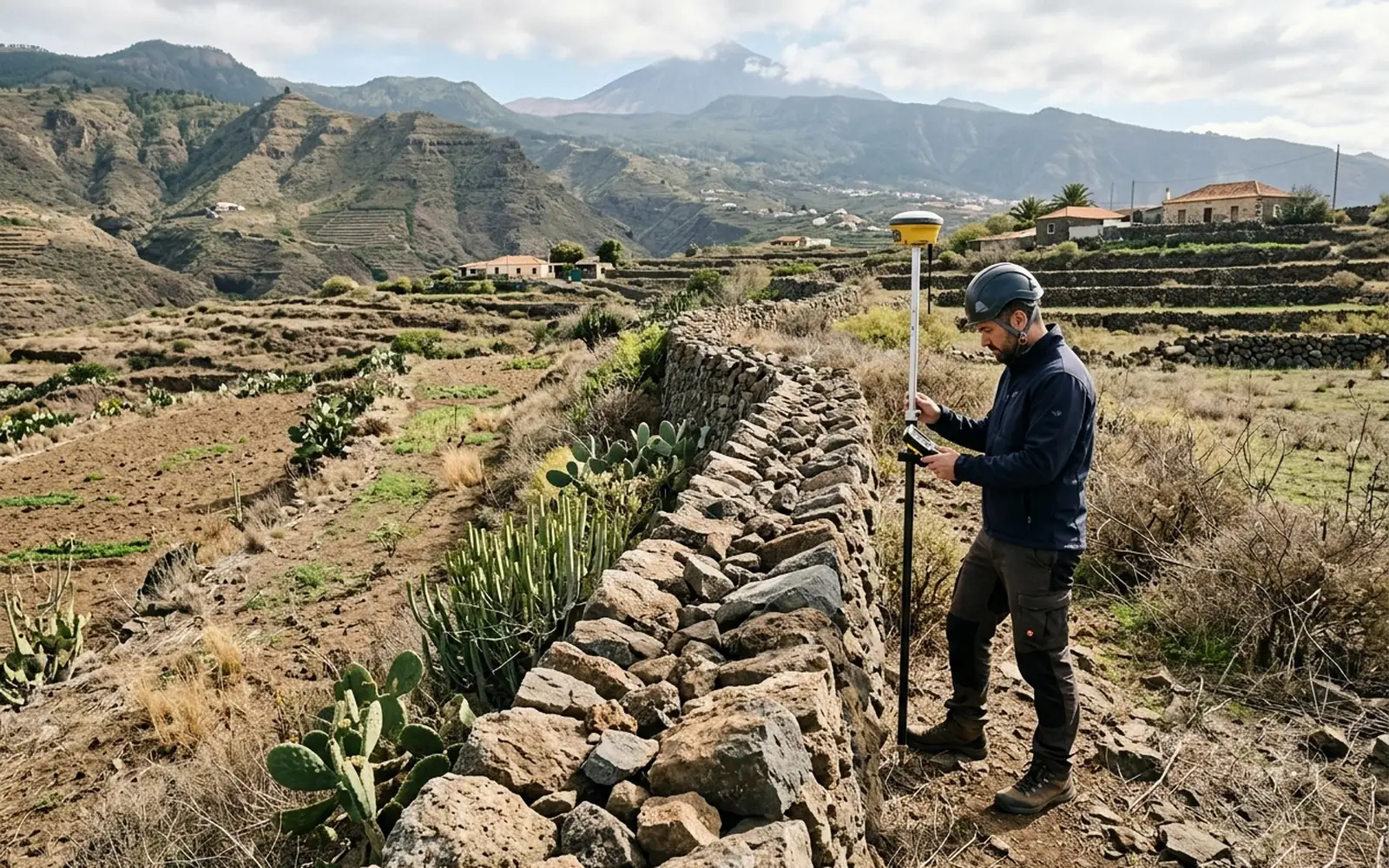 Muro de piedra que marca el lindero entre dos fincas rústicas
