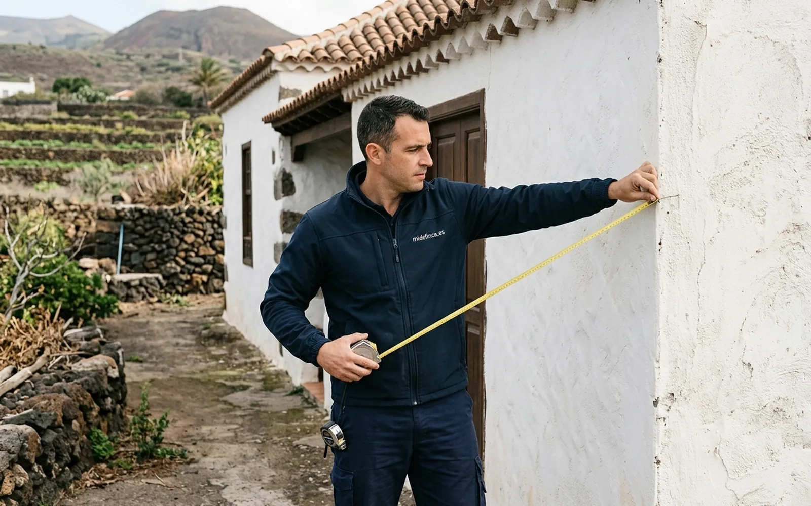 Medición de una construcción existente en una parcela