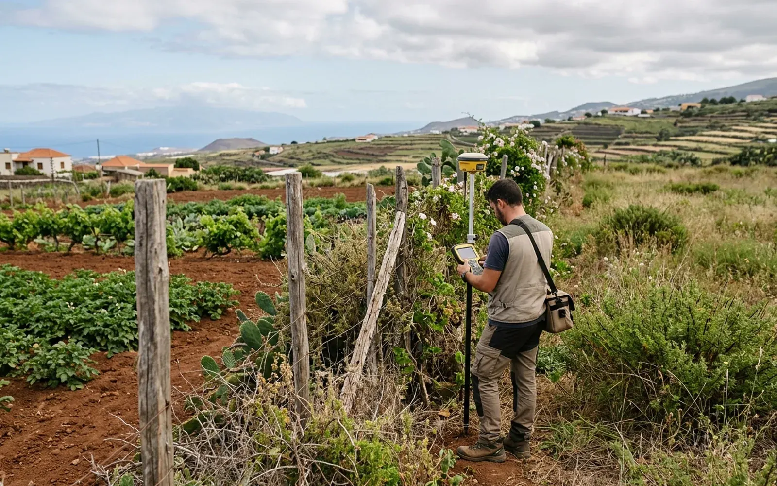 Medición del lindero real de una finca rústica sobre el terreno