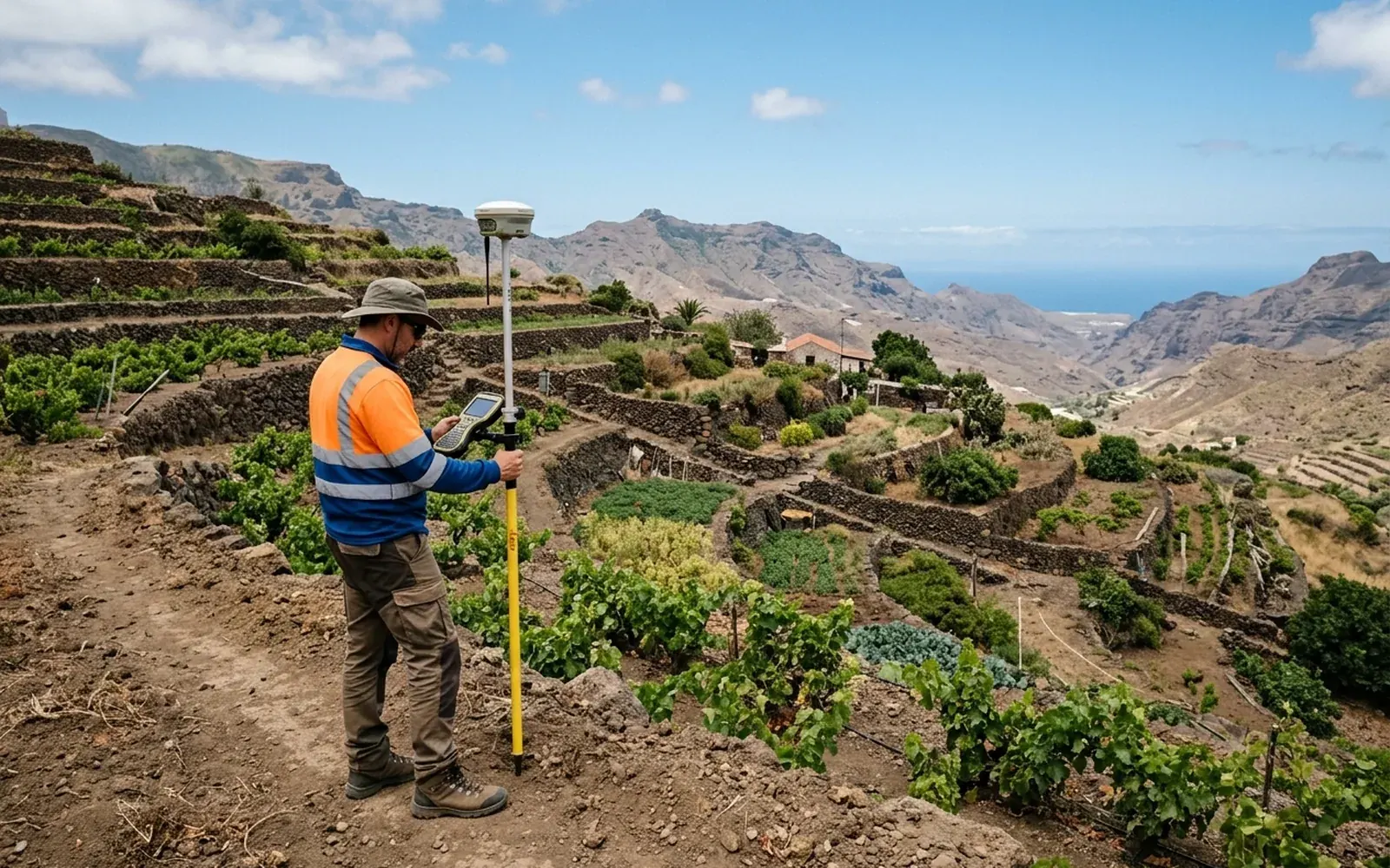 Medición de la superficie real de una finca en el campo