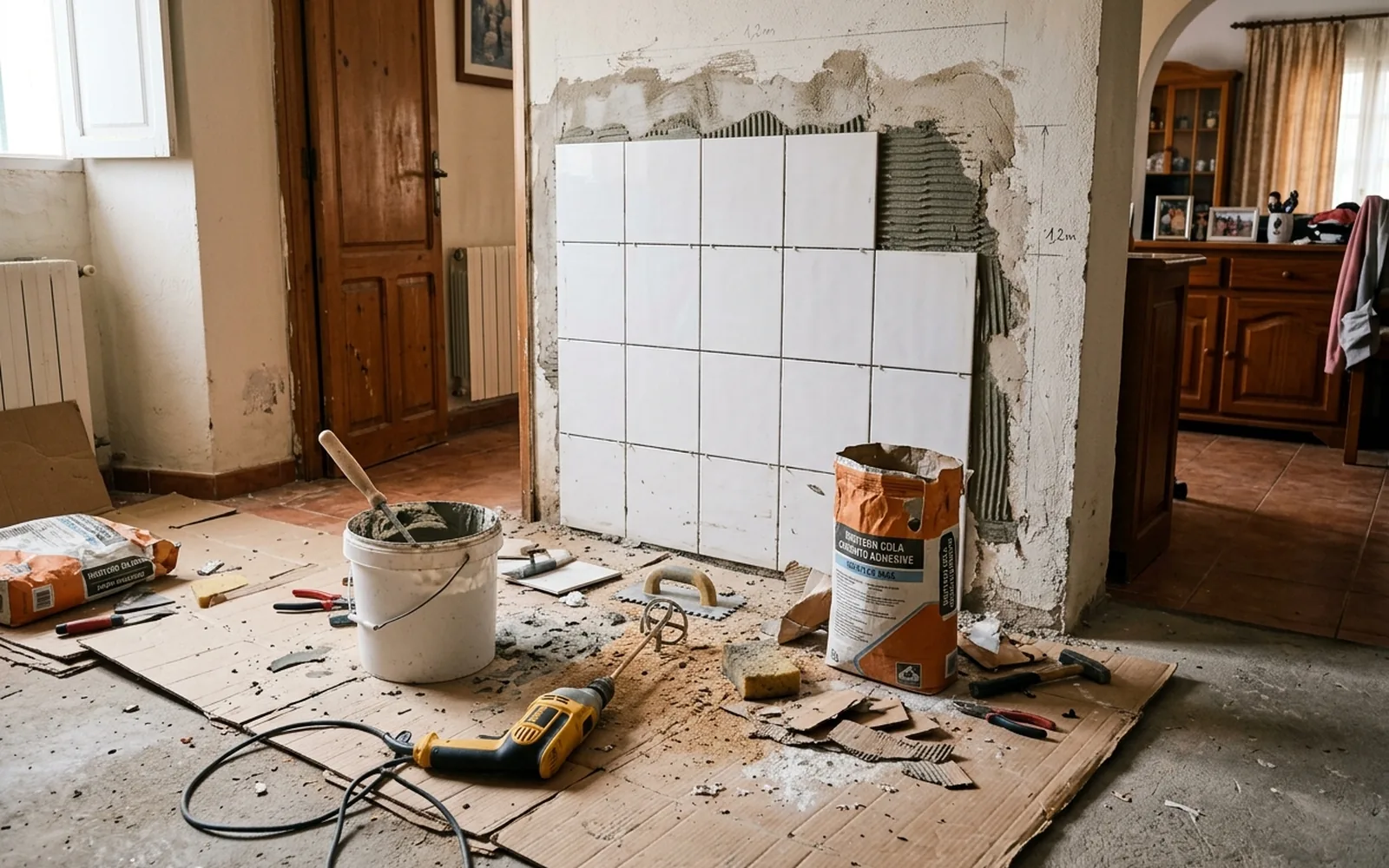 Pequeña reforma interior en curso dentro de una vivienda