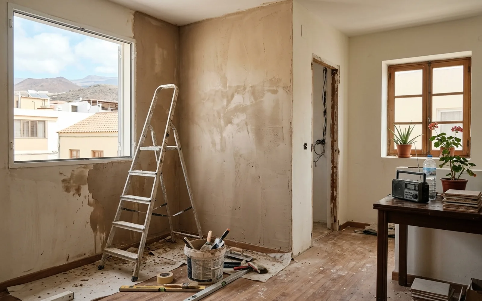 Reforma interior ligera en una vivienda con herramientas de obra